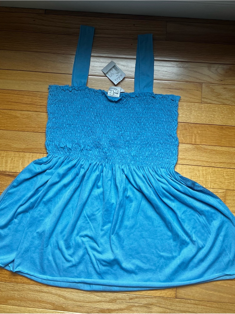 Fashion Bug Blue Smocked Tank Top - Picture 2 of 3